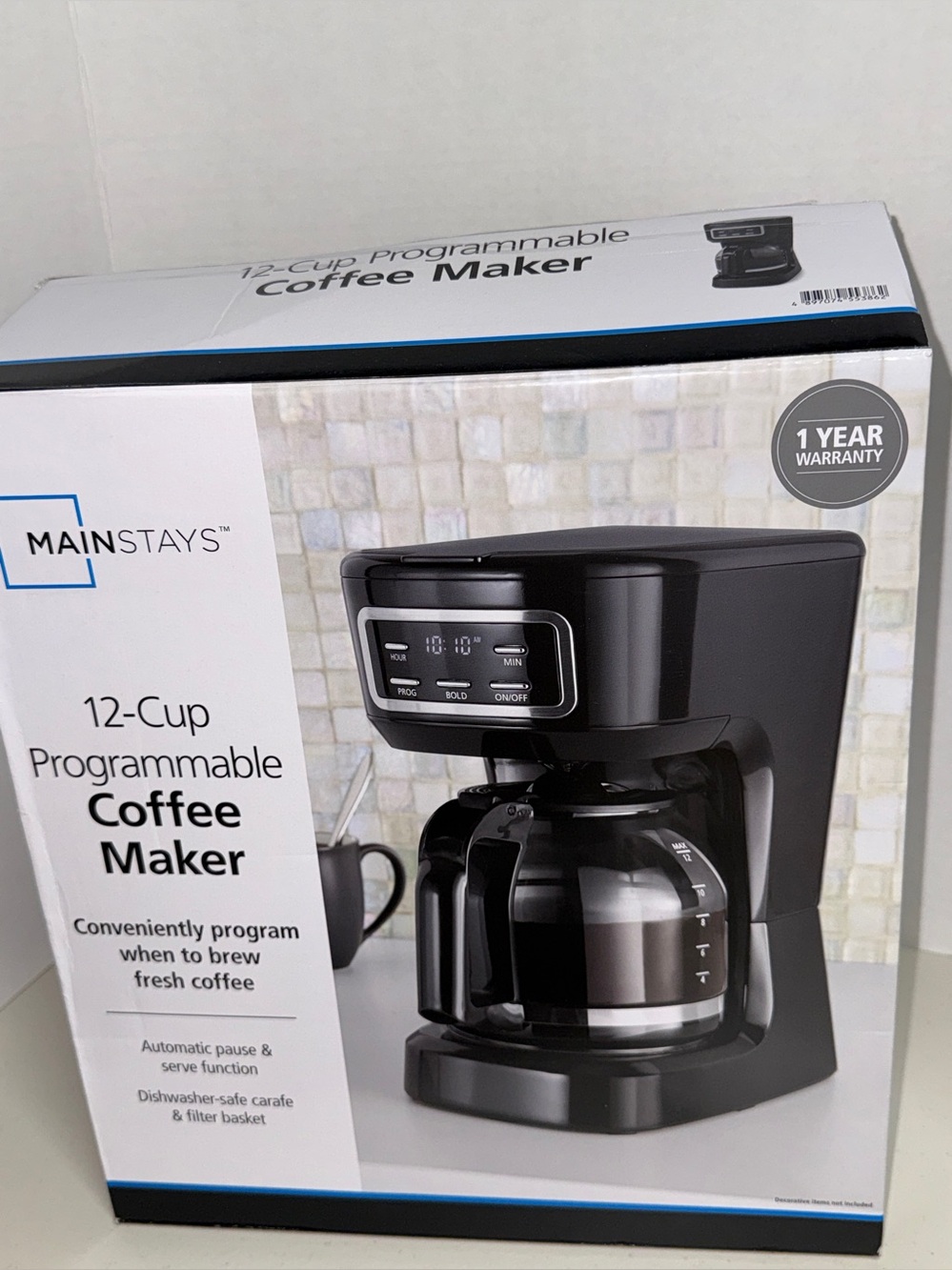 12-cup Programmable Coffee Maker Mainstays #552995 in original packaging NWOT